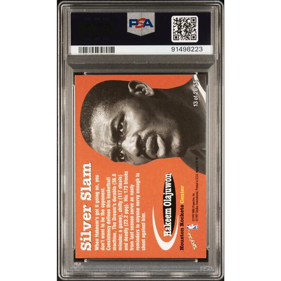 1997 Metal Universe Silver Slam #13SS Hakeem Olajuwon PSA 8 Houston Rockets - Picture 2 of 6
